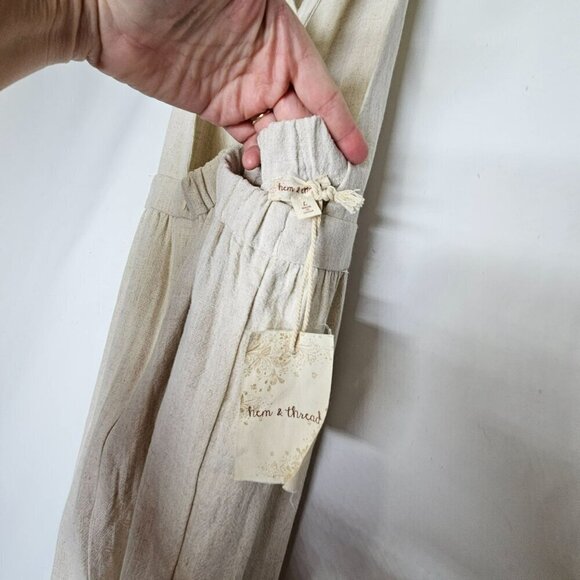 Hem & Thread NWT Beige Linen Viscose Jumpsuit With Ruffled‎ Adjustable Straps L - Picture 6 of 16
